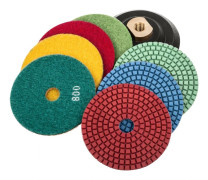 Våtstenspolerskivor + plåt dia. 100 mm set om 8 delar