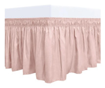 Sängkjol med volanger, enfärgad, elastisk, rosa, 1-pack, 135*200+45cm för sovrummet