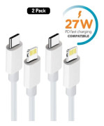 2-PACK Snabbladdning iPhone 27W PD kabel för iPhone 11/12/13 /14 multifärg