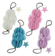 Exfolierande duschtvättlapp - kräm, rosa, kricka, lila