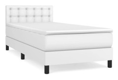 vidaXL Ramsäng med madrass vit 90x200 cm konstläder