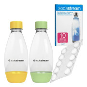 Återanvändbara flaskor - SodaStream - 2x 0.5L BPA-fri - Gul och Grön - Rengöringstabletterna ingår