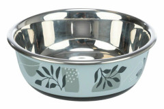 Trixie Bowl, stainless steel/plastic/rubber, 0.8L/ø 17cm, blue-grey