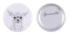 Långhårig Chihuahua - nåla med din hund, lägg till ditt eget foto, Art-Dog varumärke