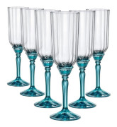 Champagneflöjter - Bormioli Rocco - Florian - 6 stycken - 210 ml - Blå