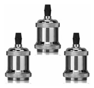Set med 3 E27 Spiral DIY Lamphållare Aluminium Vintage Retro Silver för Chandelier Hänglampa