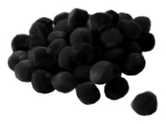 Pom poms 15 mm svart x 45