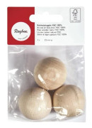 Träkulor - FSC 100% - 35 mm - 3 stycken - Beige - Dekorativa föremål