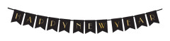 Happy New Year guirlande, sort og guld