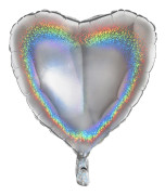Folieballong Hjärta Glitter Silver