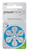 Hörselbatterier - Power One - p675 - Implant Plus Cocleari - Paket med 6 - Färg Blå - Svart