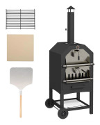 2-i-1 Pizzaugn & Grill med Pizzasten, Svart