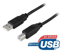 Deltaco USB 2.0 kabel Typ A hane - Typ B hane 3m, svart