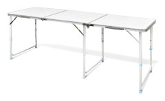 Hopfällbart campingbord med justerbar höjd Aluminium 180 x 60 cm