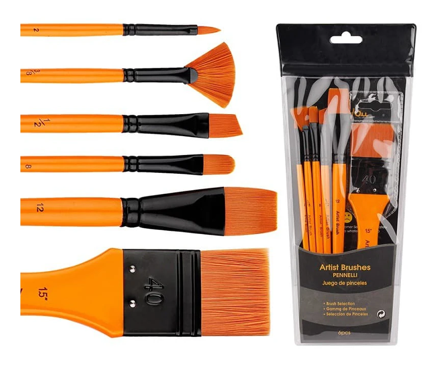 Nylon Hair Paint Brush Set (6 Pieces) - HB-2281