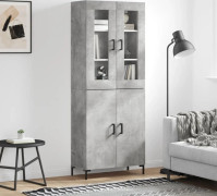 Högskåp i betonggrått konstruerat trä med metallfötter | Storlek: 69,5x34x180 cm