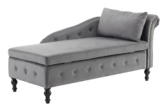 Samtgepolstertes Sofa – mit Stauraum – Grau