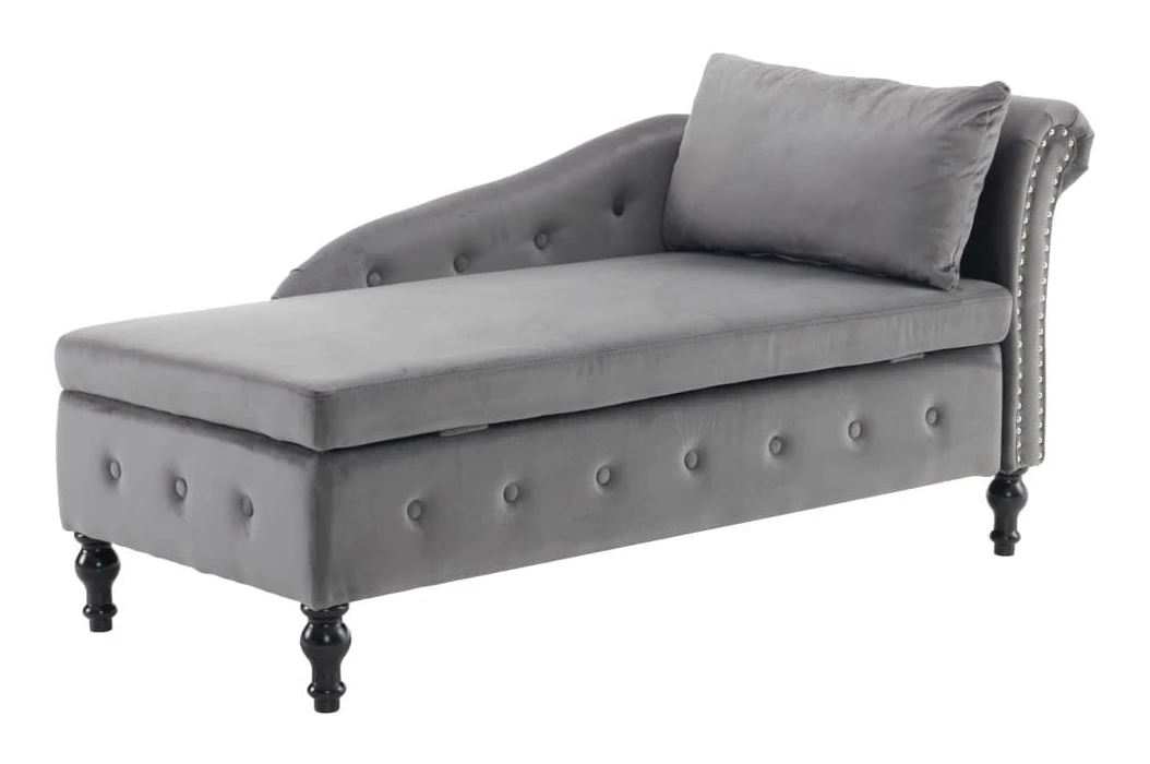 Samtgepolstertes Sofa – mit Stauraum – Grau