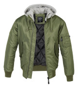 Brandit MA-1 bomberjacka med svett med huva Olive