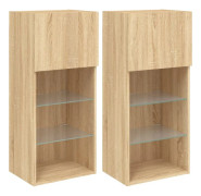 vidaXL Tv-bänk med LED-belysning 2 st sonoma-ek 40,5x30x90 cm