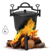 Gjutjärn stående kittel 8L, jägargryta, lägereldsgrill, MultiGarden