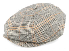 Brixton - Grå flatcap Keps - Brood Snap Cap Off White/Black/Paradise Orange Flatcap @ Hatstore
