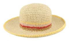 Seeberger - Beige straw Hatt - Paper Crochet Cloche Linen/Lemon Straw Hat @ Hatstore