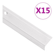 vidaXL L-formade halkskydd för trapp 15 st aluminium 100 cm silver