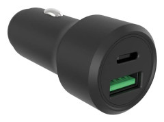 HQ-Power Snabb billaddare, 1x USB-A QC och 1x USB-C PD, för bärbar dator, surfplatta eller smartphone