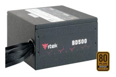 iTek BD500-500W PC-strömförsörjning, 12 mm hydrauliskt dynamiskt lager HDB-fläkt, aktivt PFC-skydd,