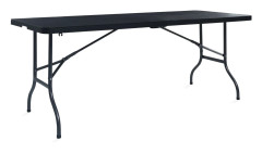 vidaXL Hopfällbart trädgårdsbord svart 180x75x72 cm HDPE konstrotting