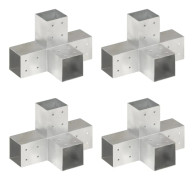 vidaXL Stolpbeslag 4 st X-form galvaniserad metall 81x81 mm