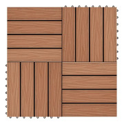 Balkongplattor WPC med djupt mönster - 11 delar, 1 kvm | Färg: Ljusbrun | Storlek: 30x30 cm
