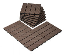 Plast Wood Interlocking Deck Plates 10-pack 12x12, Vattentäta, Hållbara, Lätta att Installera, För Uteplatser och Terrasser