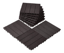 Interlockande Däckplattor 10-Pack 12x12, Hållbara, Vattentåliga, Mörkbruna, Lätta att Installera för Utomhusbruk