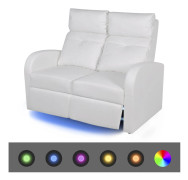 vidaXL Liggfåtölj med LED 2-sits konstläder vit