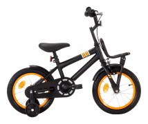 Barncykel med frampakethållare 14 tum svart och orange