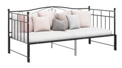 Utdragbar sängram bäddsoffa svart metall 90x200 cm