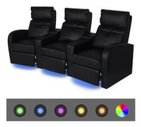 vidaXL Liggfåtölj med LED 3-sits konstläder svart