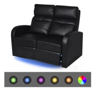 vidaXL Liggfåtölj med LED 2-sits konstläder svart