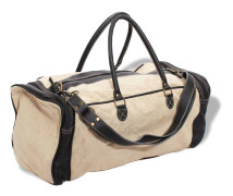 vidaXL Weekendväska i kanvastyg och äkta läder beige