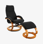 PAPRIKA Recliner|Ottoman black microfiber |Bokfané