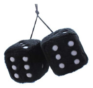 1 Par Bilinredning Plysch Leksak Dekoration med Prickar, Spegelhängande Bakre Vy Fuzzy Dice Prickar, Bilhänge Ornament Plysch Tärningar