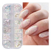 Holografiskt Nagelkonst Glitter Iridescent Flakes Nagelfolie 12 Rutor Sjöjungfru Ljus Färgglad Stjärna Gradient Is Slag Nagel Se