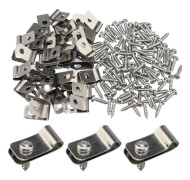 Staketclips Stakettrådsclips Rostfritt Stål Trådklips med Skruvar Kabelband för Trä, Vinyl eller Metallstaket (100 st)