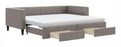 vidaXL Dagbädd utdragbar med lådor taupe 90x200 cm tyg
