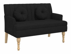 Elegant bänk med dynor i svart tyg - Bekväm sittmöbel | Storlek: 113x64,5x75,5 cm