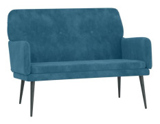 Bänk i blått sammet - Komfortabel sittbänk med metallram | Storlek: 108x79x79 cm
