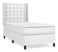 vidaXL Ramsäng med madrass vit 90x190 cm konstläder
