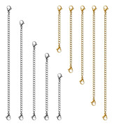 Halsbandsförlängare, 15 st Rostfritt Stål Guld Silver Halsband Armband Fotlänk Förlängningskedjor med Hummerlås och Fästen för Smyckestillverkning